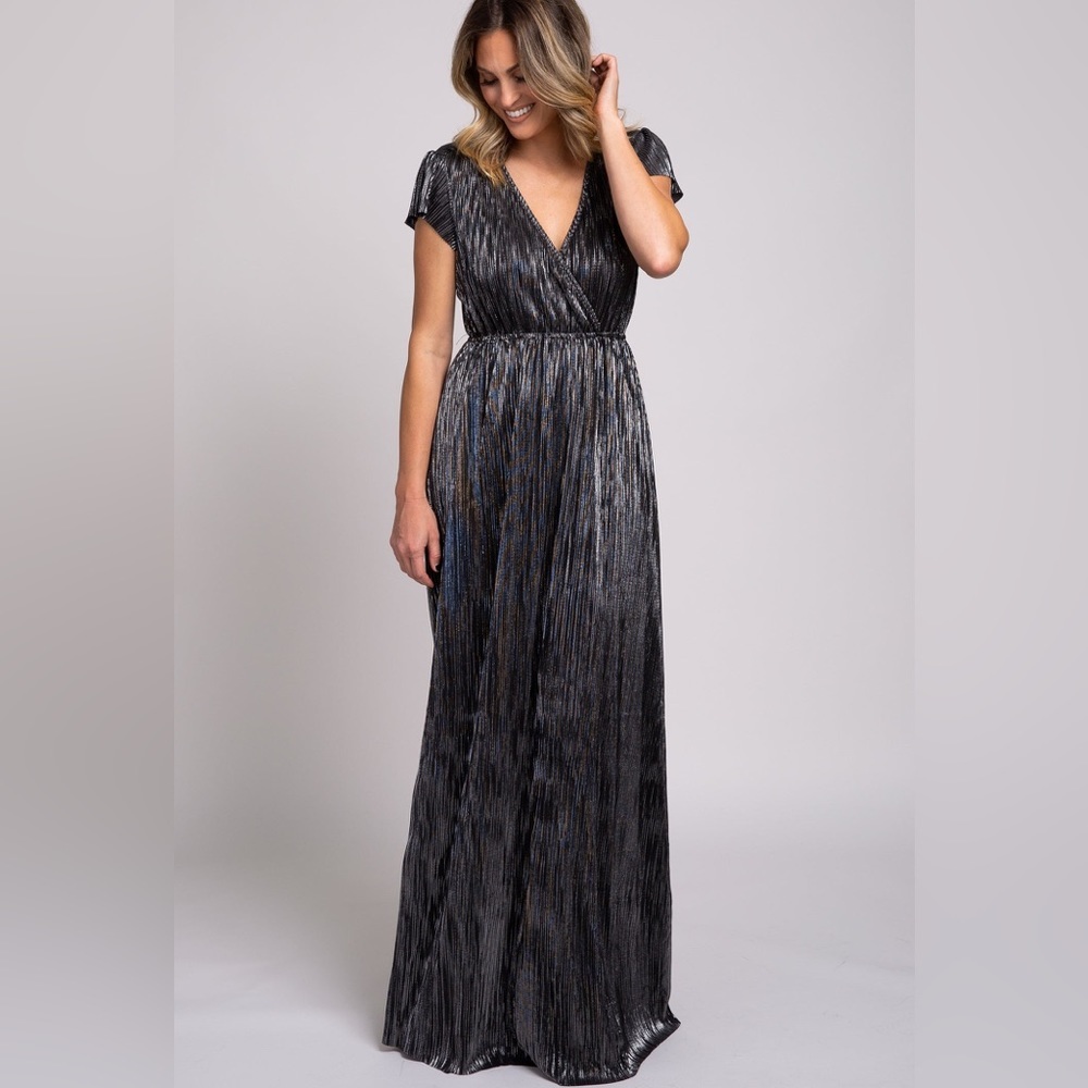 Pinkblush shimmer metallic maxi dress nwot